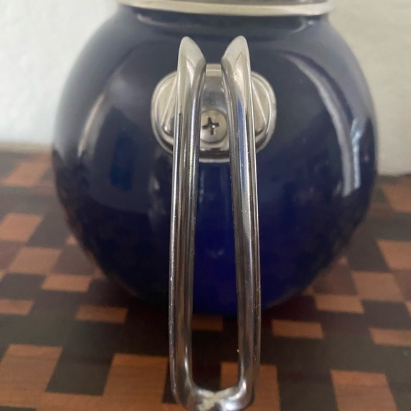 Vintage Chantal Dark Blue Tea Kettle Enamel On Steel With Stainless Accents 2QT - Picture 8 of 14